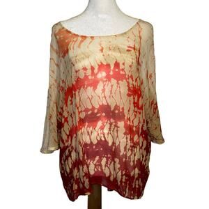 Gypsy 05 yellow & orange sheer silk top size L